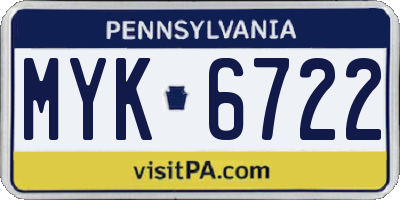 PA license plate MYK6722