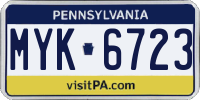 PA license plate MYK6723