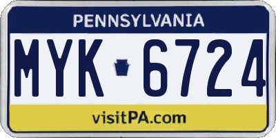 PA license plate MYK6724