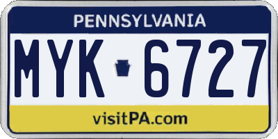 PA license plate MYK6727