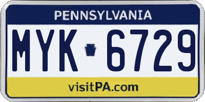 PA license plate MYK6729