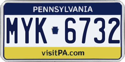 PA license plate MYK6732