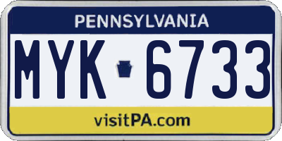 PA license plate MYK6733