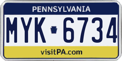 PA license plate MYK6734