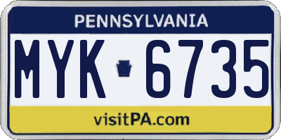 PA license plate MYK6735
