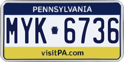 PA license plate MYK6736