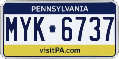 PA license plate MYK6737