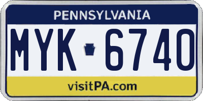 PA license plate MYK6740