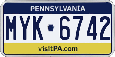 PA license plate MYK6742