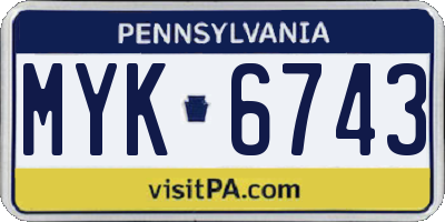 PA license plate MYK6743