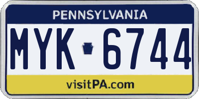 PA license plate MYK6744