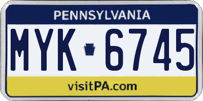 PA license plate MYK6745