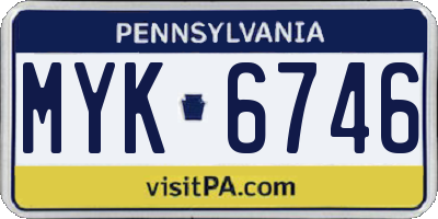 PA license plate MYK6746