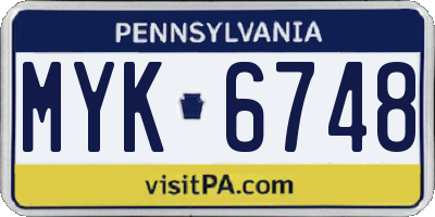 PA license plate MYK6748