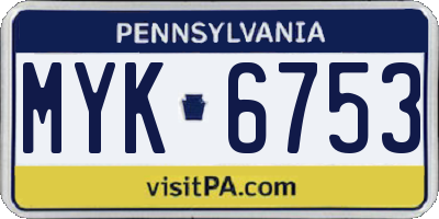 PA license plate MYK6753