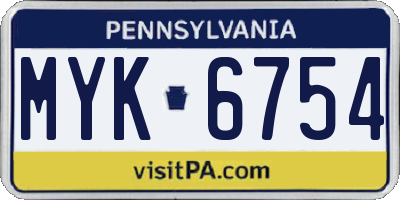 PA license plate MYK6754
