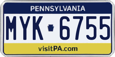PA license plate MYK6755