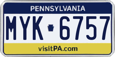 PA license plate MYK6757