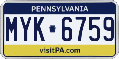 PA license plate MYK6759