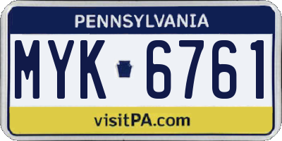 PA license plate MYK6761