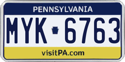 PA license plate MYK6763