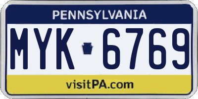 PA license plate MYK6769