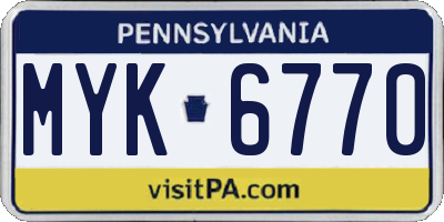 PA license plate MYK6770