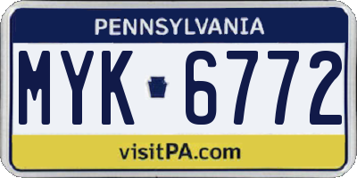PA license plate MYK6772