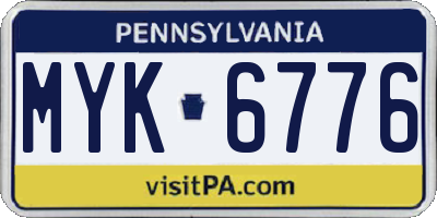 PA license plate MYK6776
