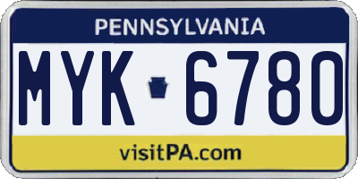 PA license plate MYK6780