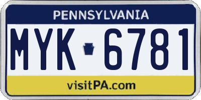 PA license plate MYK6781