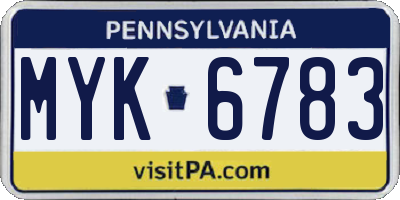 PA license plate MYK6783