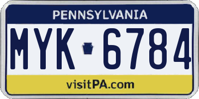PA license plate MYK6784