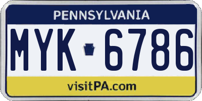 PA license plate MYK6786