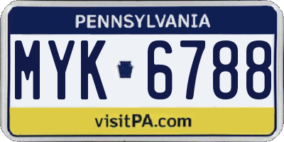 PA license plate MYK6788