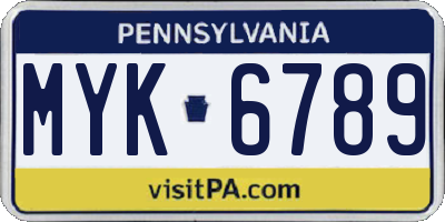 PA license plate MYK6789