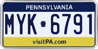 PA license plate MYK6791