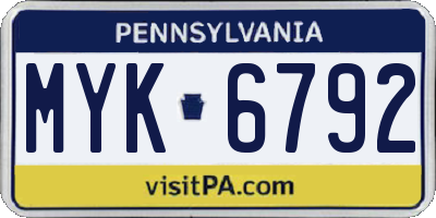 PA license plate MYK6792