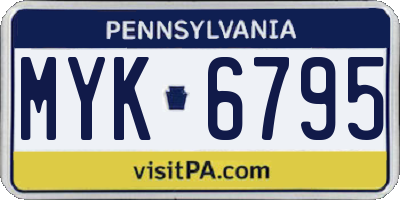 PA license plate MYK6795