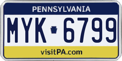 PA license plate MYK6799