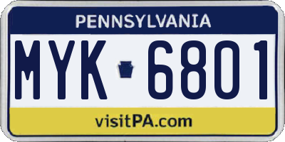 PA license plate MYK6801