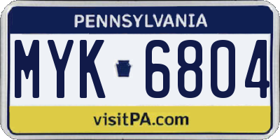PA license plate MYK6804