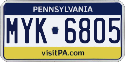 PA license plate MYK6805