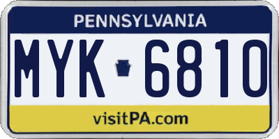 PA license plate MYK6810