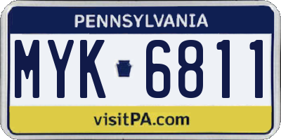 PA license plate MYK6811