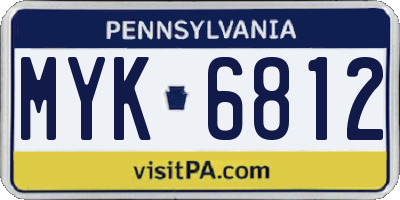 PA license plate MYK6812