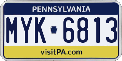 PA license plate MYK6813