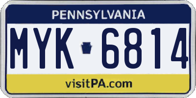 PA license plate MYK6814