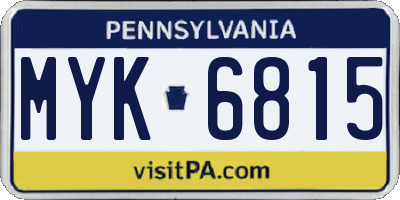 PA license plate MYK6815