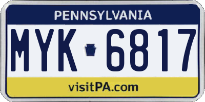 PA license plate MYK6817